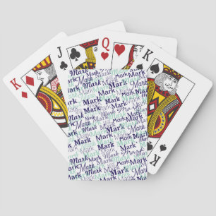 Moderne Eerste Naam Typografie Blauw Patroon Pokerkaarten
