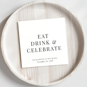 Moderne Eet Drink Vier Huwelijk Servet