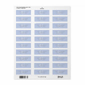 Moderne effen blauwe witte script monogram etiket (Full Sheet)