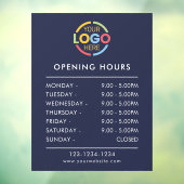 Moderne effen Navyblauw | Openingstijden zakelijk Raamsticker (Vel 3)
