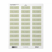 Moderne effen saliegroene witte script monogram etiket (Full Sheet)