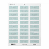 Moderne effen turquoise witte script monogram etiket (Full Sheet)