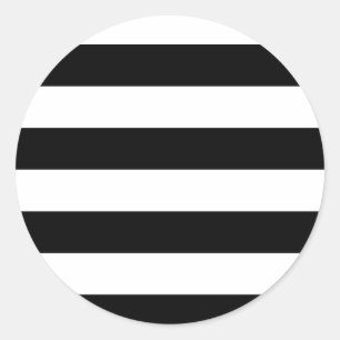 Moderne effen witte en zwarte strepen ronde sticker