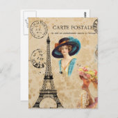 Moderne  Eiffeltoren, Briefkaart voor collage (Voorkant / Achterkant)