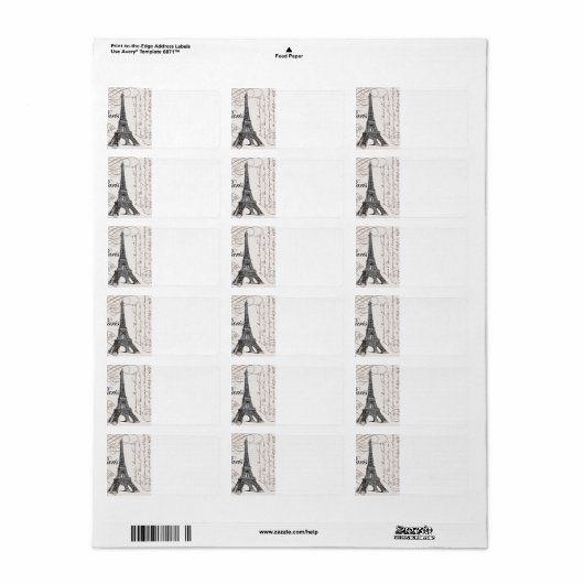 moderne Eiffeltoren Etiket (Full Sheet)