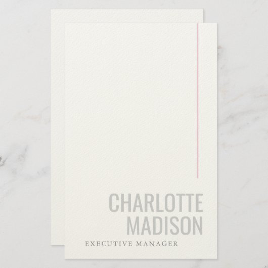 Moderne Eigen Naam Trendy Minimalistisch Eenvoudig Briefpapier (Voorkant / Achterkant)