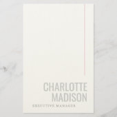 Moderne Eigen Naam Trendy Minimalistisch Eenvoudig Briefpapier (Voorkant)