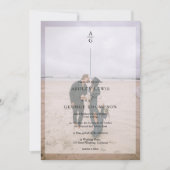 Moderne eigentijdse elegante 2 foto bruiloft kaart (Voorkant)