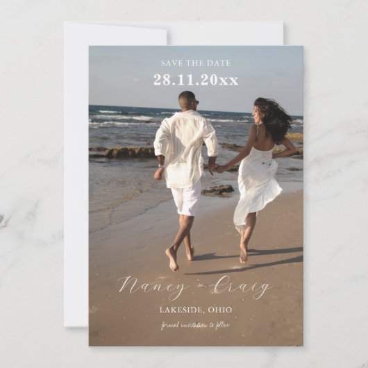 Moderne eigentijdse foto Bewaar de datum (Voorkant)