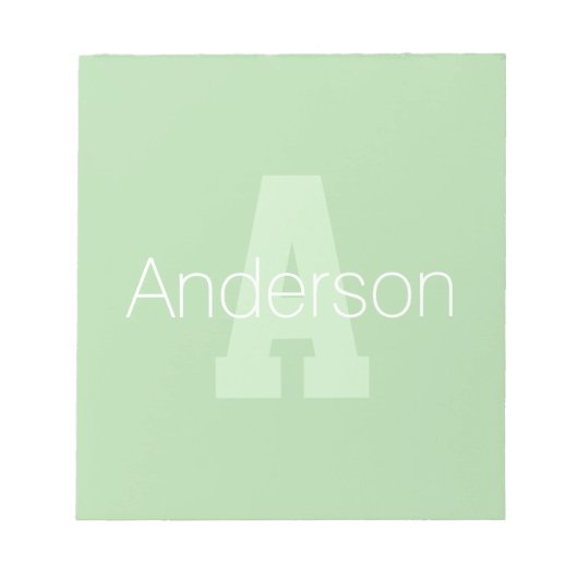 Moderne, eigentijdse monogram in lichtgroen en wit notitieblok (Voorkant)