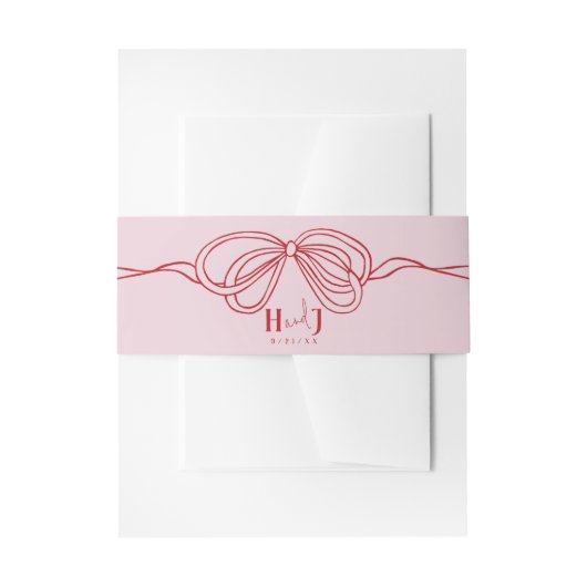 Moderne Eigenzinnige Hand Getrokken Boog ROZE & RO Uitnodigingen Wikkel (Voorkant Voorbeeld)