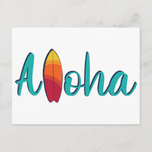 Moderne Eiland Kleurrijk Aloha Eenvoudig Briefkaart