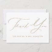 Moderne Elegance Gold Script Wedding Bedankkaart (Voorkant)