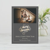 Moderne Elegance Kerstfoto | Grijs Feestdagenkaart (Staand voorkant)