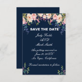 Moderne Elegance Pink Floral Save the Date Kaart (Voorkant / Achterkant)