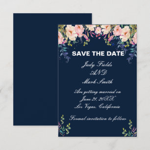 Moderne Elegance Pink Floral Save the Date Kaart