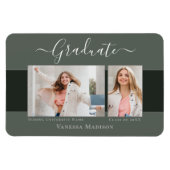 Moderne | Elegant 2 Photo Grad Magnet Faire-part (Horizontal)