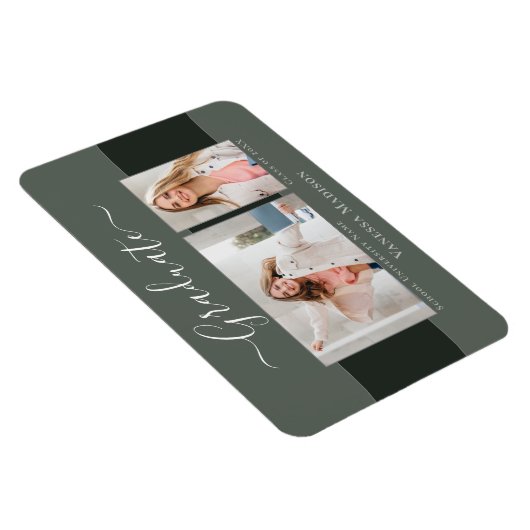 Moderne | Elegant 2 Photo Grad Magnet Faire-part (Côté Droit)