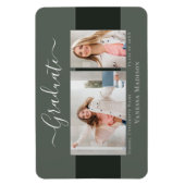 Moderne | Elegant 2 Photo Grad Magnet Faire-part (Vertical)