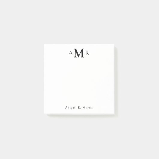 Moderne Elegant 3 Monogram Initiaal Business Kanto Post-it® Notes (Voorkant)
