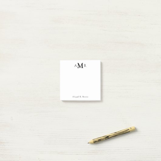 Moderne Elegant 3 Monogram Initiaal Business Kanto Post-it® Notes (Op bureau)