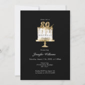 Moderne, élégant 80. anniversaire invitation noire (Devant)