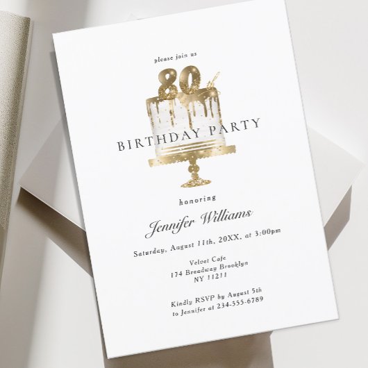 Moderne, élégant 80. invitation d'anniversaire