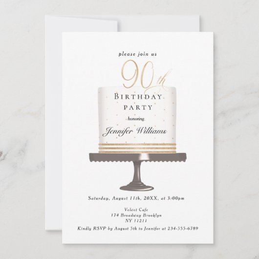 Moderne, élégant 90. invitation d'anniversaire (Devant)