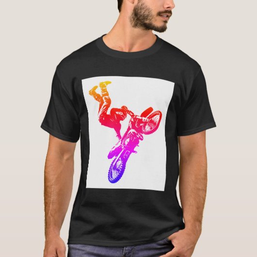 Moderne Elegant Acrobat Biker Pop Art Sjabloon T-shirt (Voorkant)