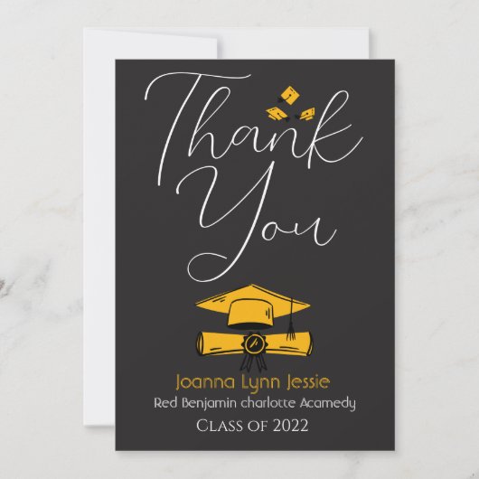 Moderne Elegant Afstuderen Gold Pet Bedankt Script (Voorkant)