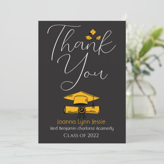 Moderne Elegant Afstuderen Gold Pet Bedankt Script (Staand voorkant)