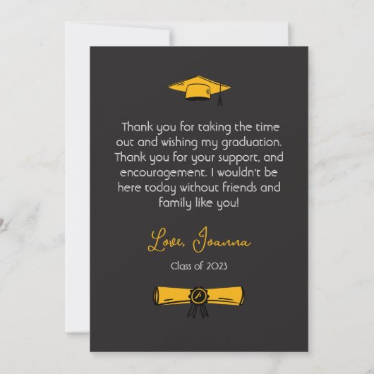Moderne Elegant Afstuderen Gold Pet Bedankt Script (Achterkant)
