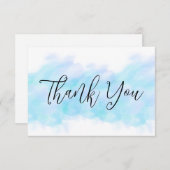 Moderne Elégant Aqua Blue Flat Merci Cartes (Devant / Derrière)