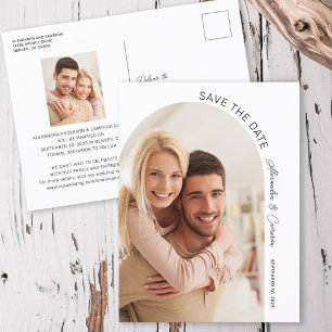 Moderne Elegant Arch Script-foto slaat de datum op Briefkaart
