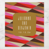 Moderne Elegant Art Deco Geometric Wedding Custom Wijn Etiket (Enkel label)