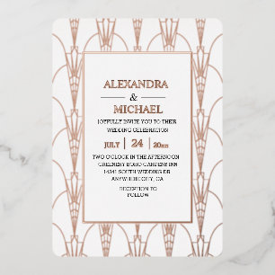 Moderne Elégant Art Déco Mariage Foil Invitation