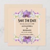 Moderne Elegant Beige White Flowers personaliseren Save The Date (Voorkant / Achterkant)