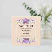 Moderne Elegant Beige White Flowers personaliseren Save The Date (Staand voorkant)