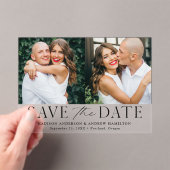 Moderne Elegant Black 2 Foto Bewaar de datum Acryl Uitnodigingen (Insitu (Draagbaar))