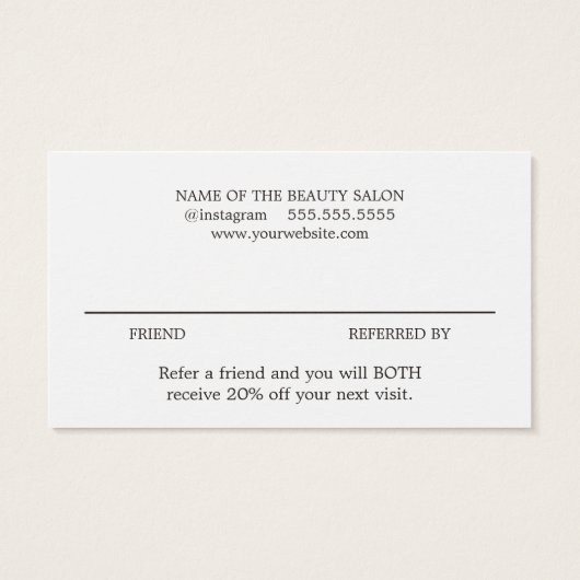 Moderne Elégant Black White Beauté Salon de référe (Dos)