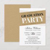 Moderne Elegant Black White Gold Graduparty Kaart (Voorkant / Achterkant)