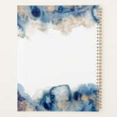 Moderne Elegant Blue Gold Liquid Waterverf Ink Planner (Achterkant)