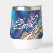 Moderne Elegant Blue Gold Marble Persoonlijke naam (Links)