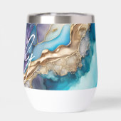 Moderne Elegant Blue Gold Marble Persoonlijke naam (Achterkant)