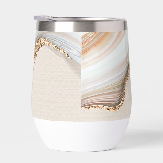 Moderne Elegant Blue Gold Marble Persoonlijke naam (Rechts)