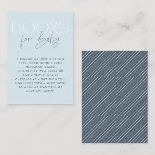 Moderne Elegant Blue Script Books voor Baby Informatiekaartje