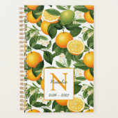 Moderne Élégant Botanique Oranges Monogramme Nom (Devant)