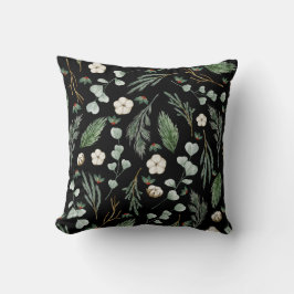 Moderne Elegant botanische eucalyptus Black Kussen