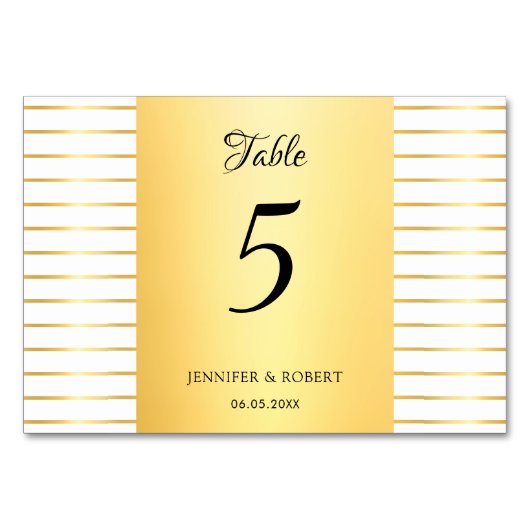 Moderne Elegant Calligraded Script Gold Striped Kaart (Voorkant)