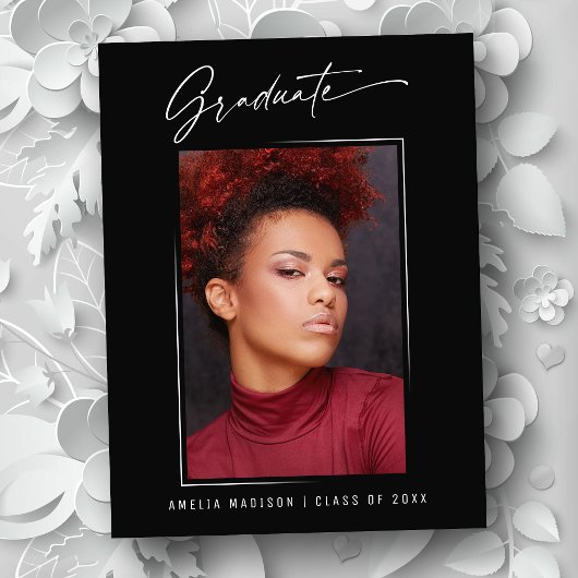 Moderne Elegant Calligraphy Ink Script Foto Briefkaart